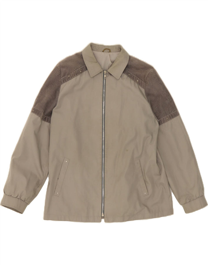 VINTAGE Womens Bomber Jacket UK 16 Large Grey Colourblock Vintage Vintage and Second-Hand Vintage from Messina Hembry 
