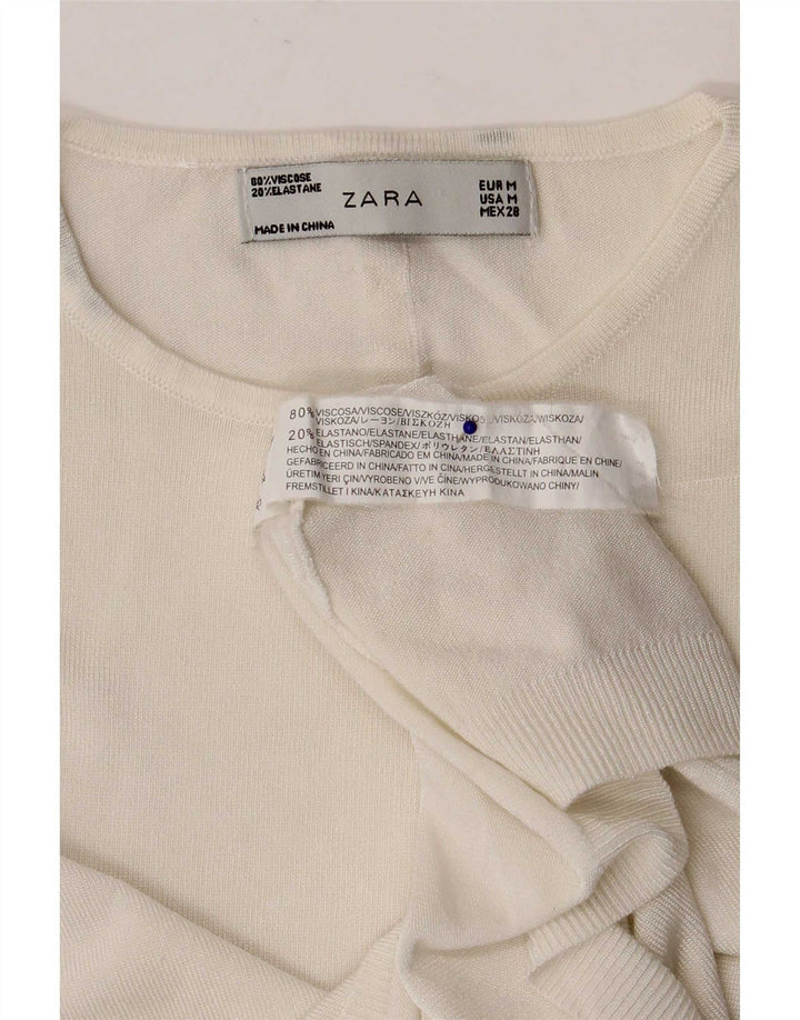 Zara Γυναικείο Crop Vest Top UK 12 Medium White Viscose