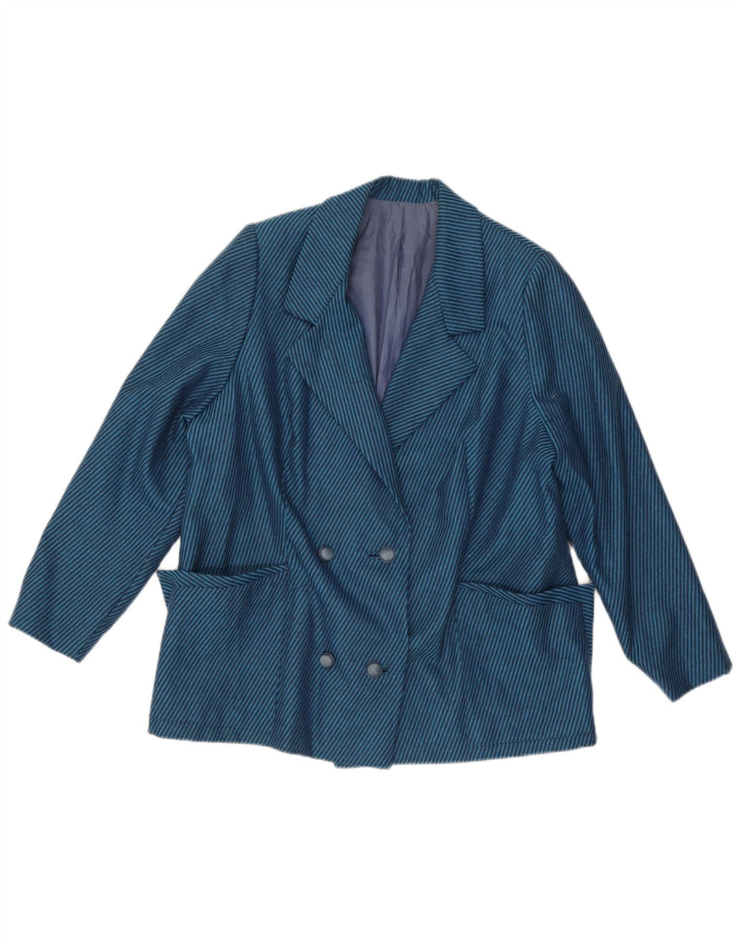 Vintage Γυναικείο Μπλέιζερ Διπλό Μπουφάν UK 18 XL Μπλε ριγέ