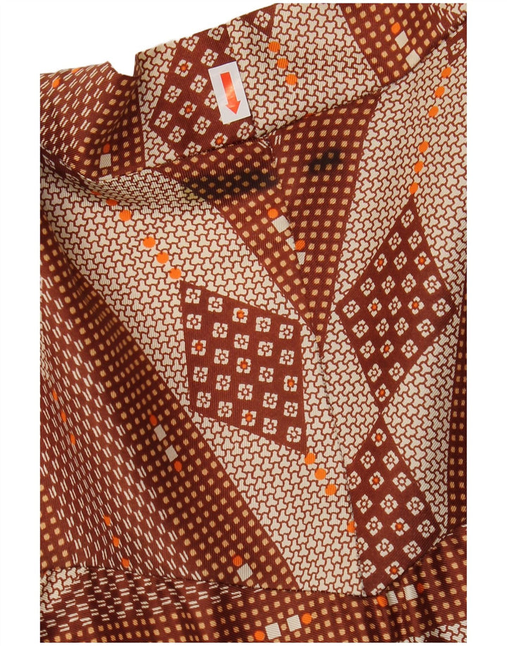 Vintage γυναικείο μάξι φόρεμα UK 12 μεσαίου καφέ Argyle/Diamond