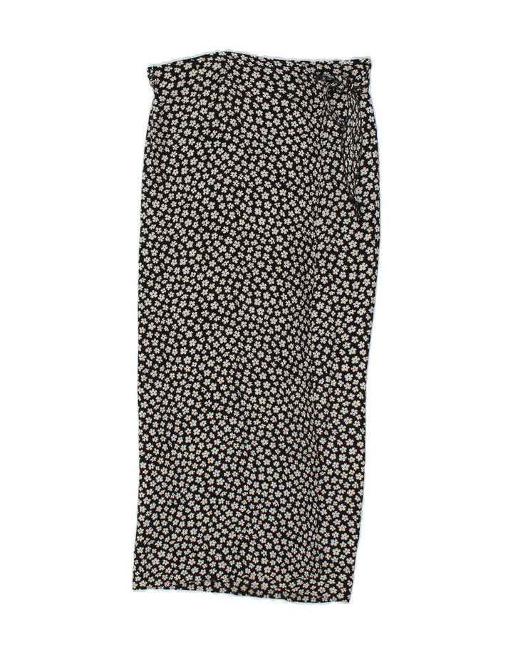 ONYX Womens Maxi Wrap Skirt W28 Medium Black Floral Vintage Onyx and Second-Hand Onyx from Messina Hembry 