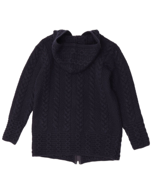 Γυναικείο πουλόβερ με κουκούλα Aran Crafts UK 6 XS Navy Blue Merino Wool