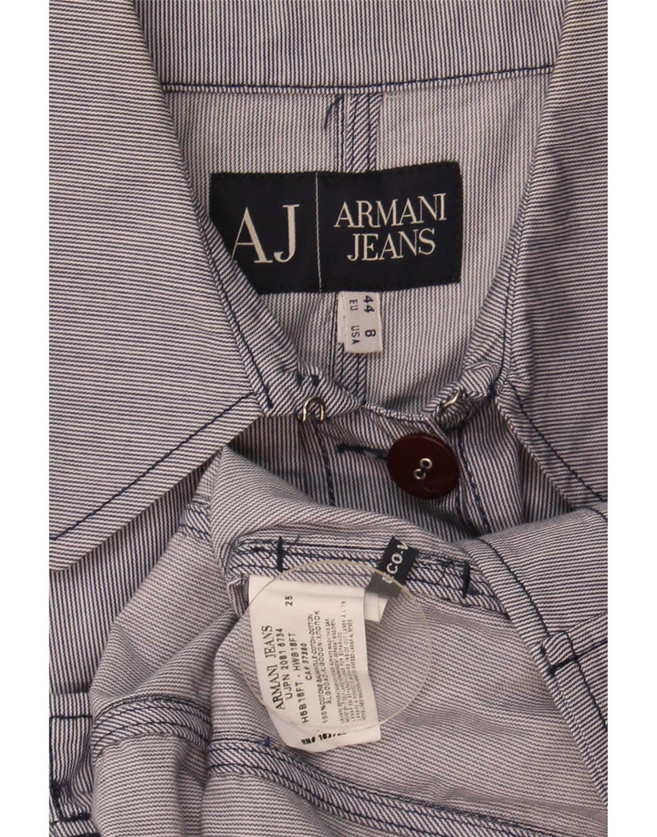 Armani Jeans Γυναικείο Bomber Jacket US 8 Medium Blue Pinstripe Cotton