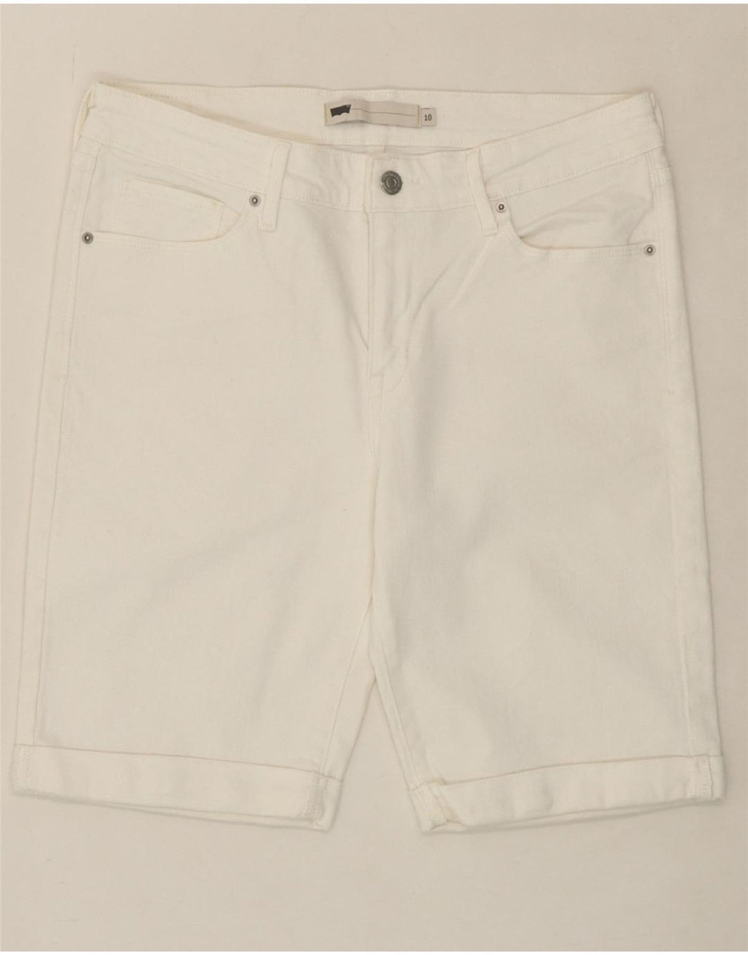 LEVI'S Womens Denim Shorts US 10 Large W30 White Cotton Vintage Levi's and Second-Hand Levi's from Messina Hembry 