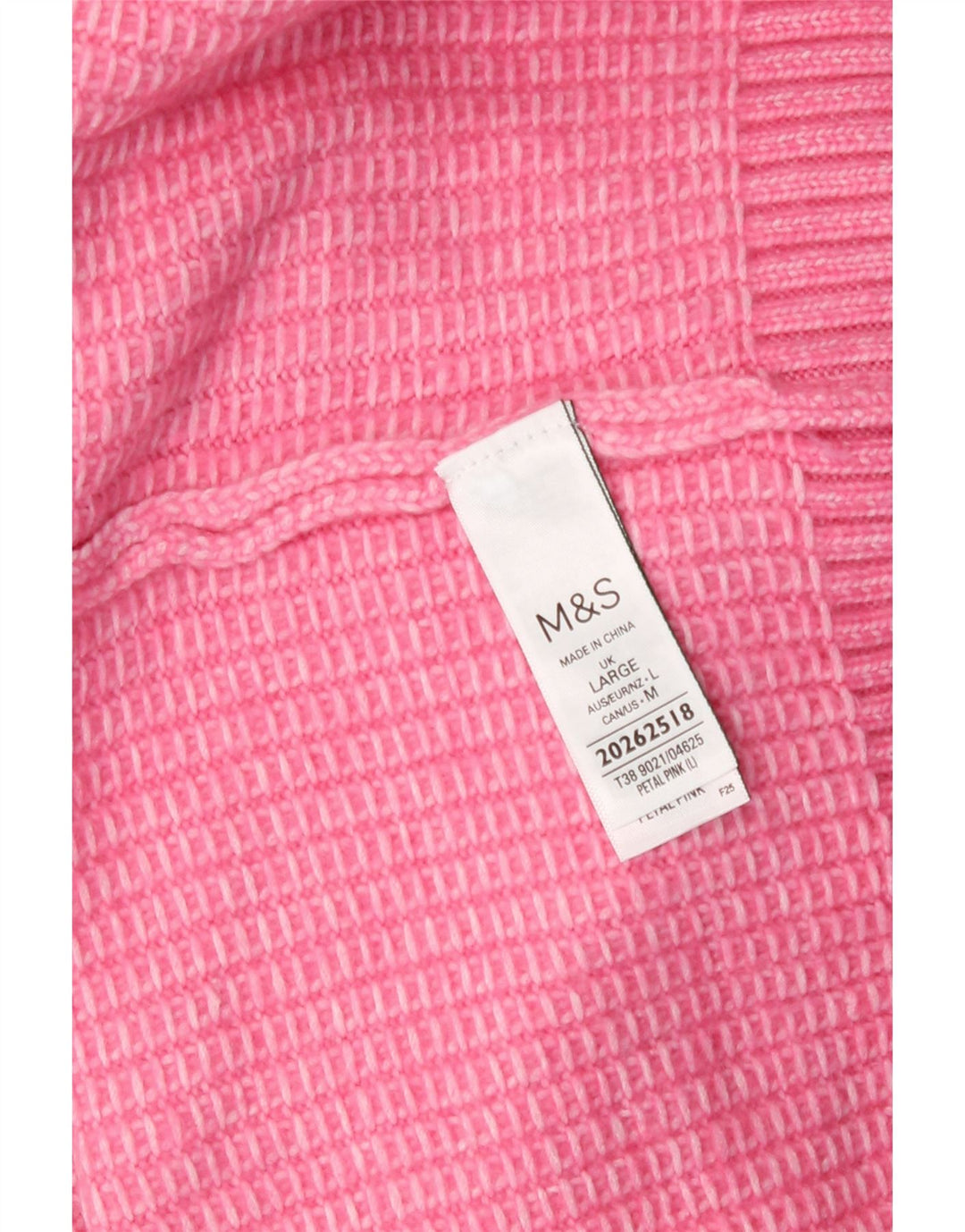 Marks & Spencer Γυναικείο πουλόβερ με ρολό λαιμόκοψη UK 16 μεγάλο ροζ πολυεστέρα