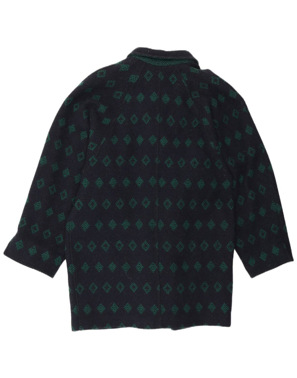 Vintage γυναικείο παλτό με χαλαρή εφαρμογή IT 42 Medium Navy Blue Argyle/Diamond