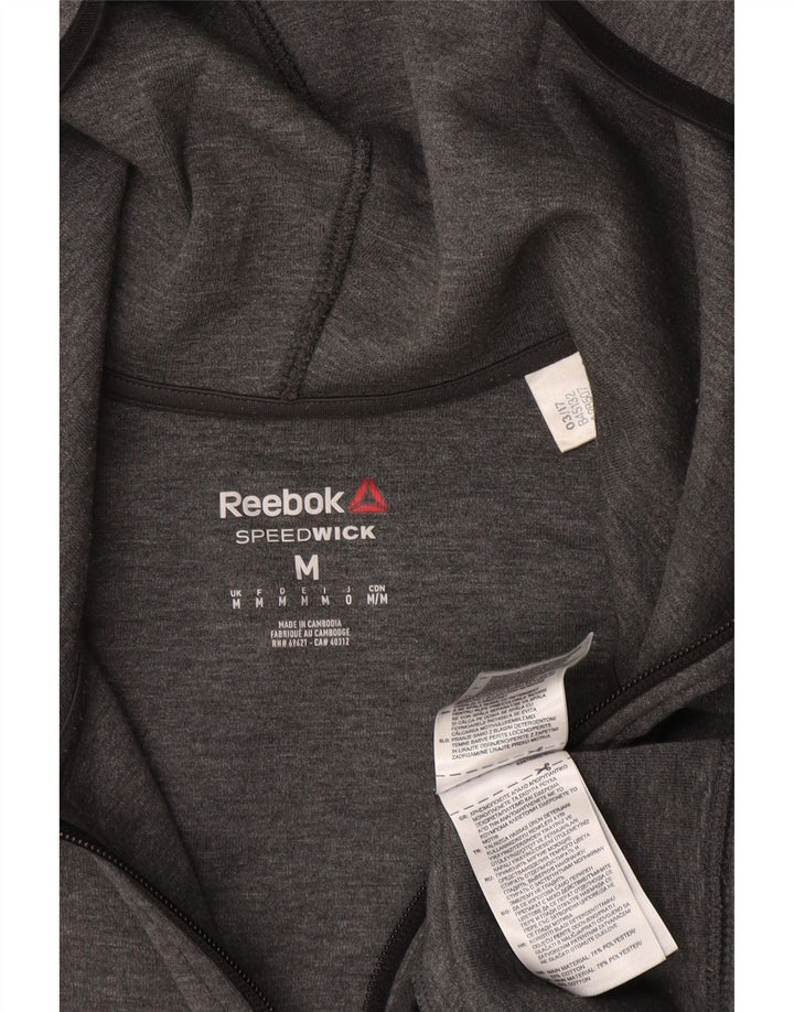 Ανδρικό πουλόβερ με κουκούλα με φερμουάρ REEBOK από μεσαίο γκρι πολυεστέρα