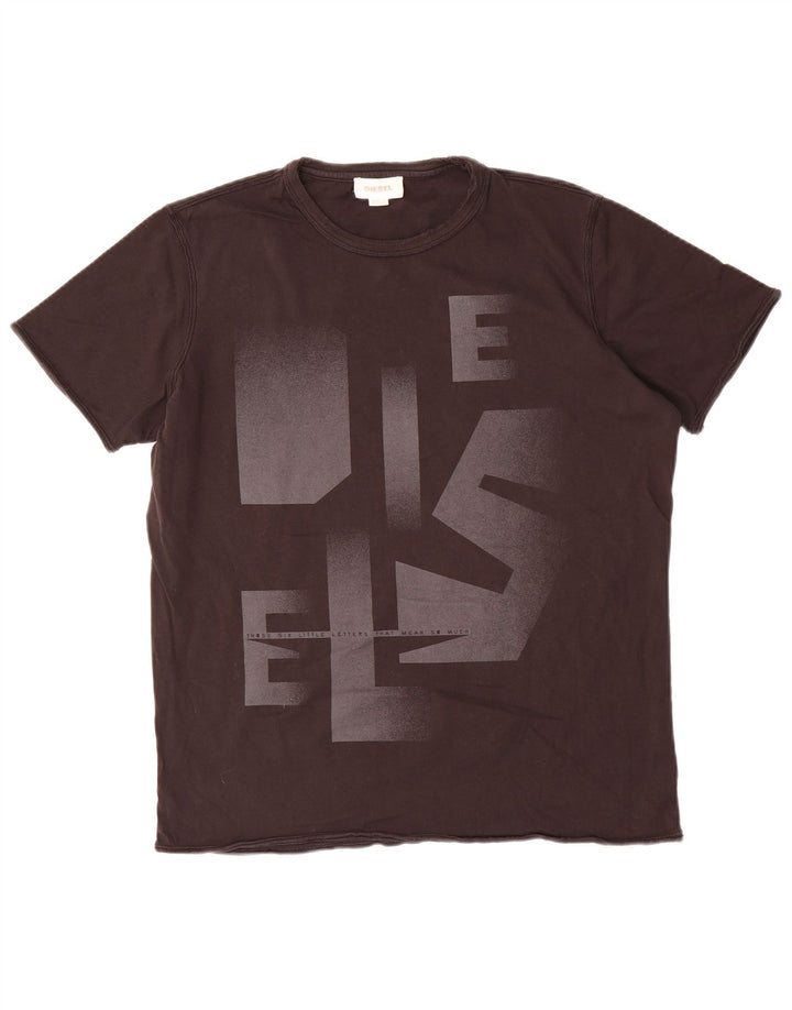 Ανδρικό γραφικό T-Shirt Diesel Top μεγάλο μαύρο βαμβακερό