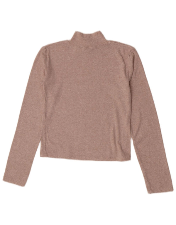 Zara Γυναικείο Crop Top μακρυμάνικο UK 12 Medium Beige