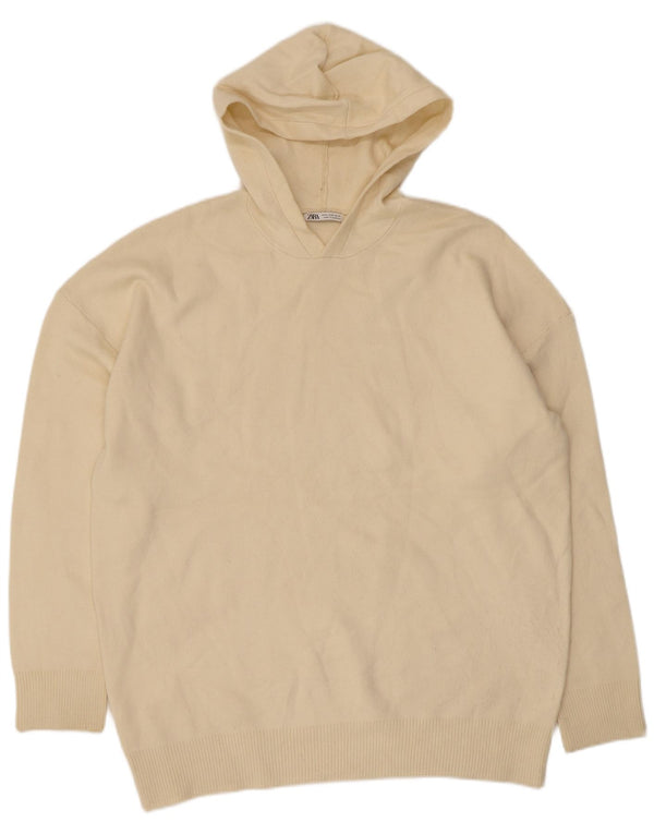 Ανδρικό πουλόβερ Zara με κουκούλα Loose Fit Jumper Μεσαίο μπεζ βισκόζη