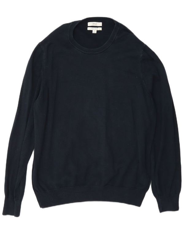 Marks & Spencer Ανδρικό πουλόβερ με λαιμόκοψη XL Navy Blue Classic