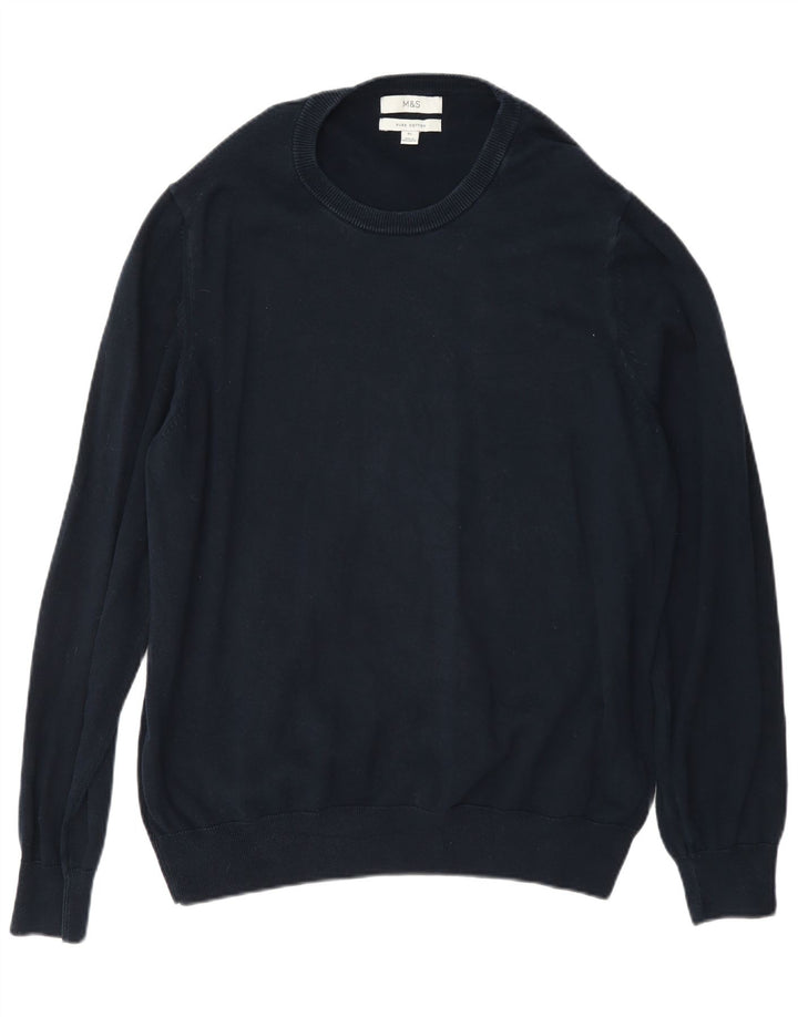 Marks & Spencer Ανδρικό πουλόβερ με λαιμόκοψη XL Navy Blue Classic