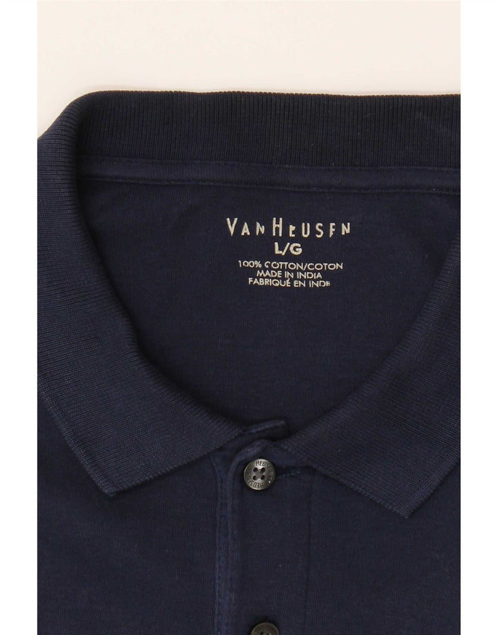 Ανδρικό πουκάμισο πόλο Van Heusen μεγάλο μπλε ναυτικό βαμβακερό
