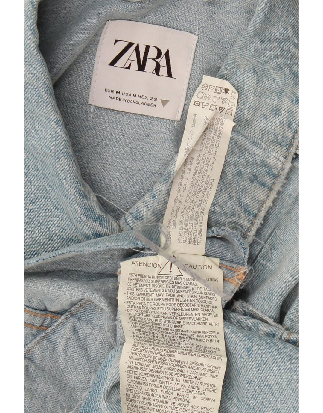 Γυναικείο τζιν μπουφάν ZARA Oversized Crop UK 14 Medium Blue Cotton