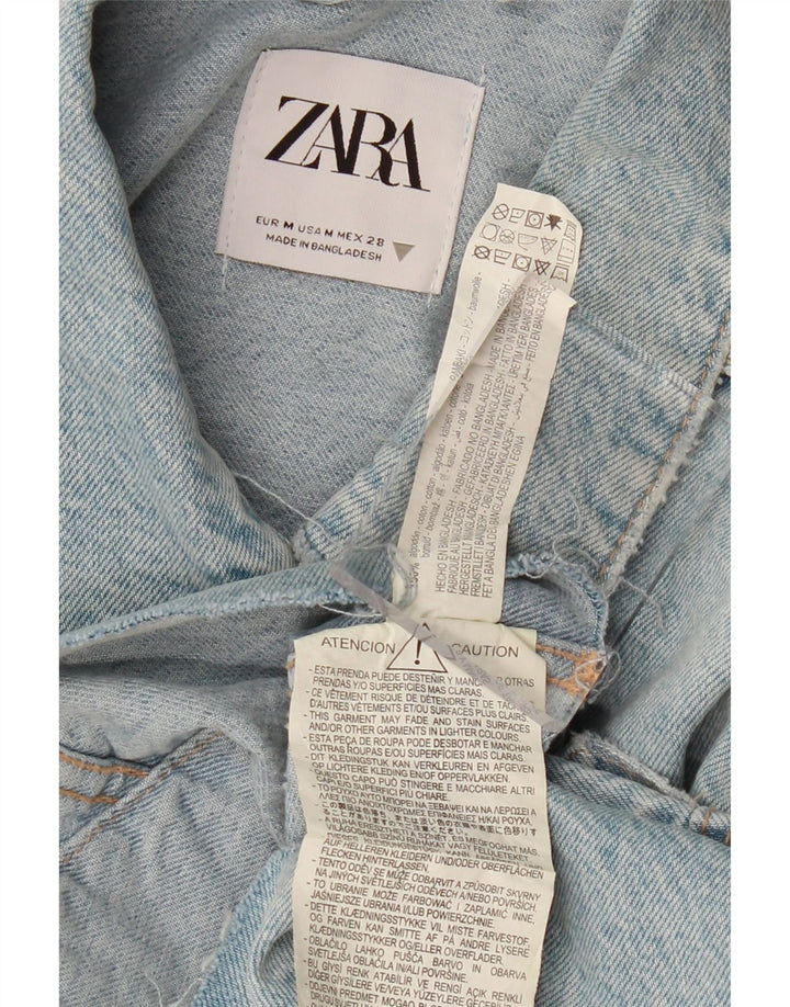 Γυναικείο τζιν μπουφάν ZARA Oversized Crop UK 14 Medium Blue Cotton