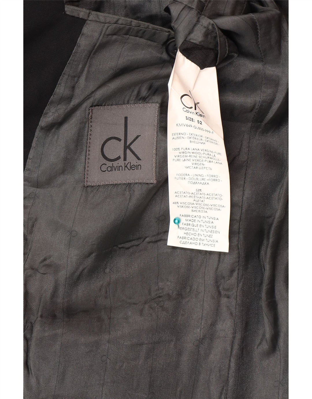 Calvin Klein Ανδρικό σακάκι με 2 κουμπιά σακάκι IT 52 XL Μαύρο παρθένο μαλλί