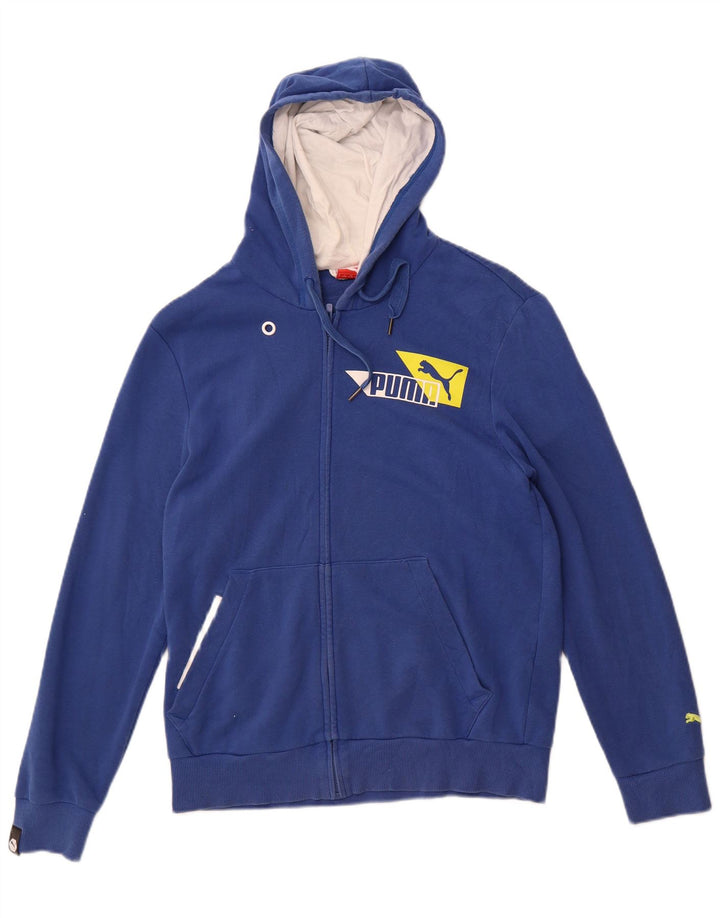 Ανδρικό πουλόβερ με κουκούλα με φερμουάρ Puma μικρό μπλε βαμβακερό