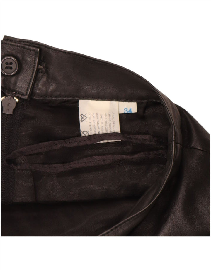 Γυναικεία Δερμάτινη Φούστα VINTAGE EU 34 XS W24 Μαύρη Δερμάτινη