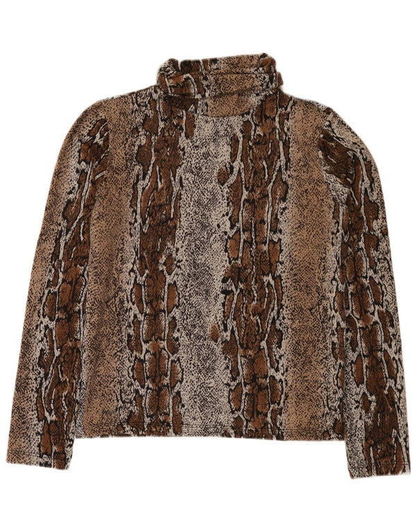 Zara γυναικείο τοπ μακρυμάνικο UK 14 Large καφέ Animal print
