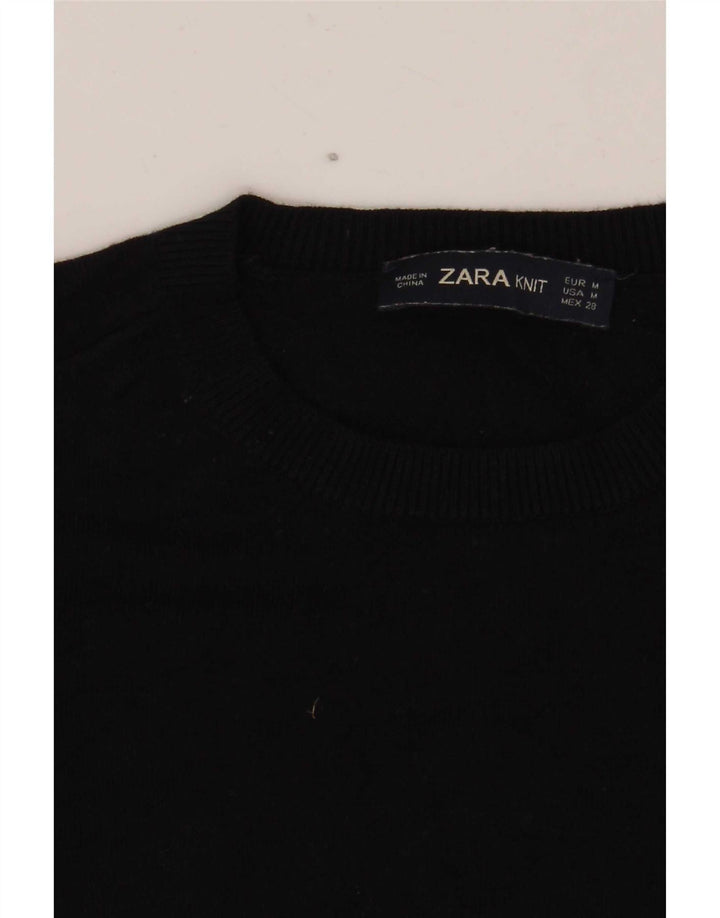 Zara Γυναικείο πουλόβερ με λαιμόκοψη UK 12 Medium Μαύρο