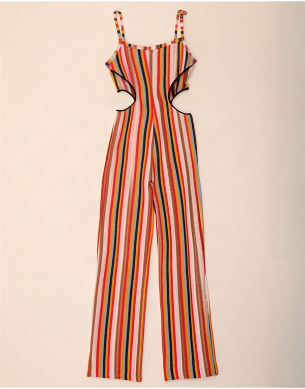 Zara γυναικεία ολόσωμη φόρμα UK 10 Small L30 πολύχρωμη ριγέ βαμβακερή