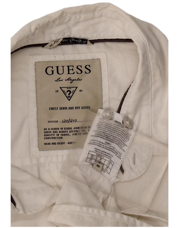 Ανδρικό πουκάμισο Guess, μεσαίο λευκό βαμβακερό