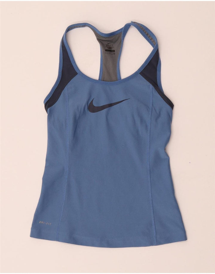 Γυναικείο γιλέκο γραφικών Nike τοπ UK 8 Small Blue Colorblock Πολυεστέρας