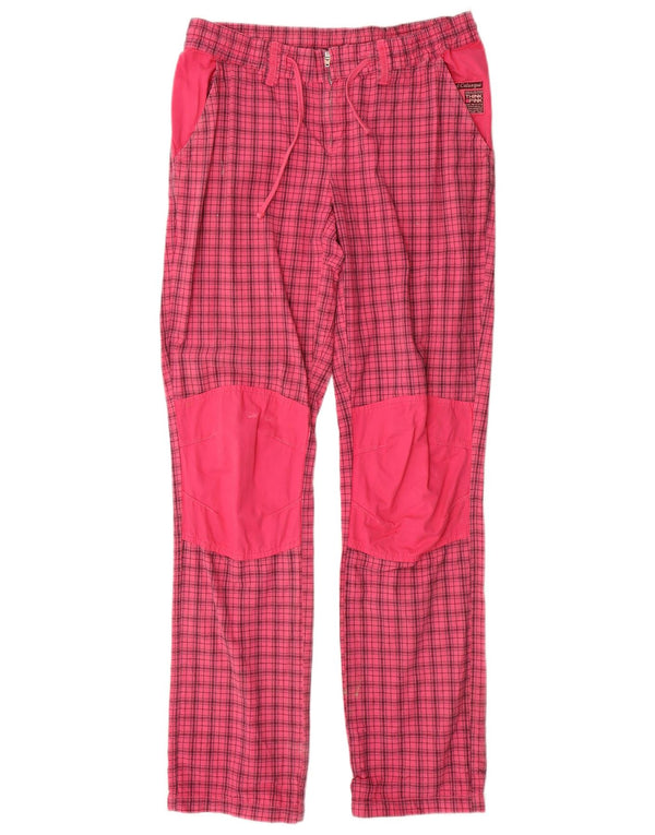 Think Pink Γυναικείο ίσιο casual παντελόνι Medium W30 L33 Pink Check Cotton