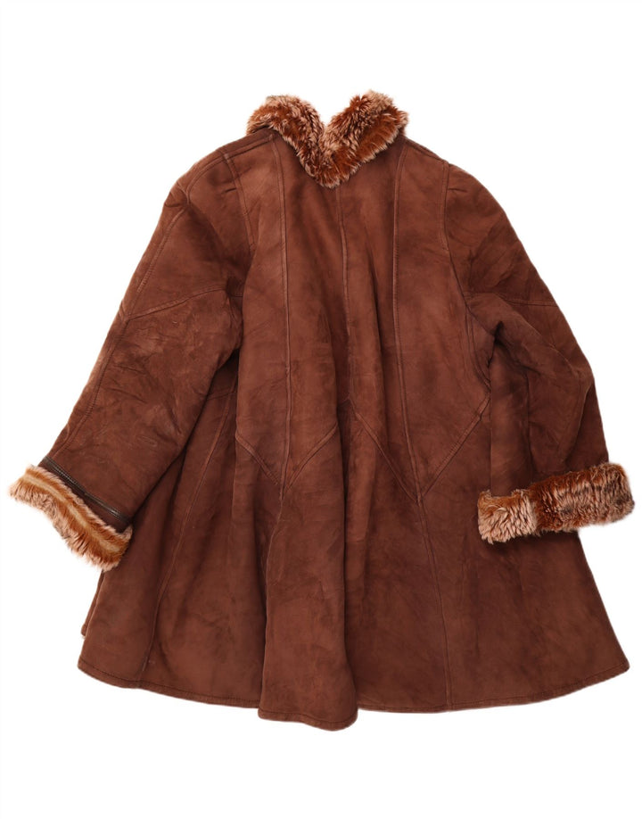 Vintage Γυναικείο Παλτό Shearling UK 18 XL Καφέ