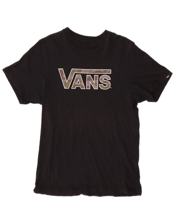 Vans Boys Custom Fit Graphic T-shirt Top 14-15 ετών XL Μαύρο βαμβακερό