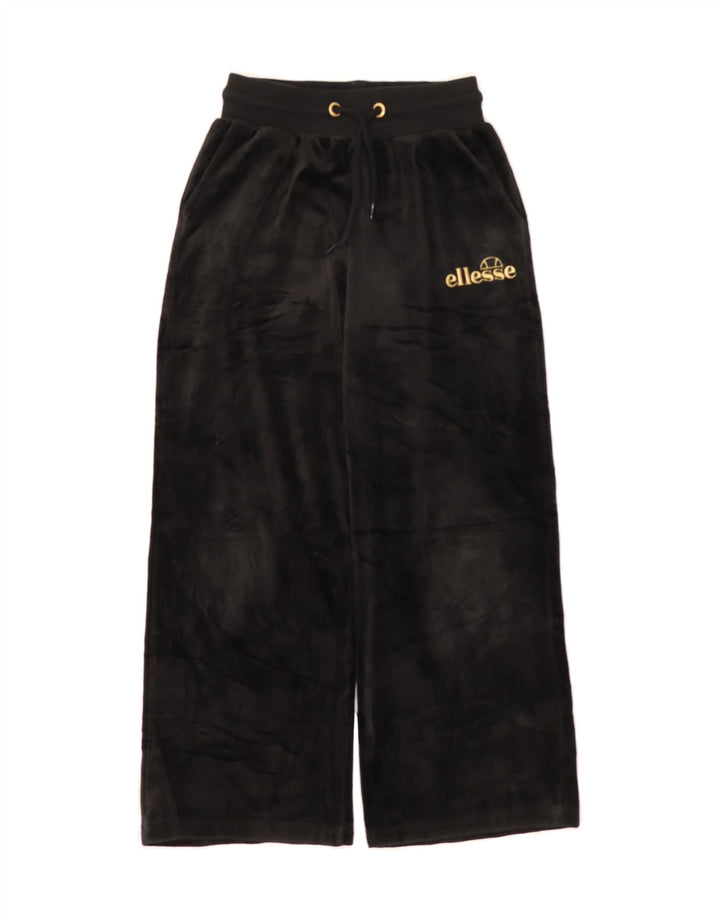 ELLESSE Girls Velour Tracksuit Trousers 8-9 Years  Black Polyester Vintage Ellesse and Second-Hand Ellesse from Messina Hembry 