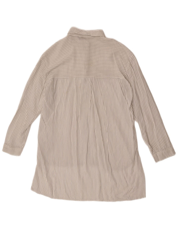 Zara Γυναικείο πουκάμισο See Through Pullover UK 16 Large Off White ριγέ