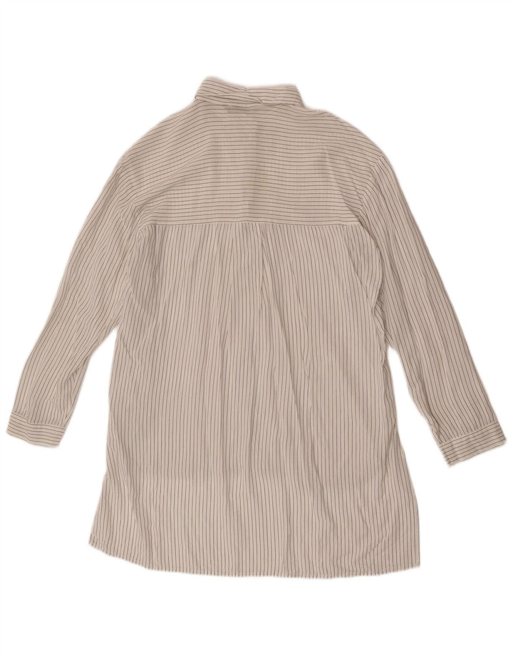 Zara Γυναικείο πουκάμισο See Through Pullover UK 16 Large Off White ριγέ