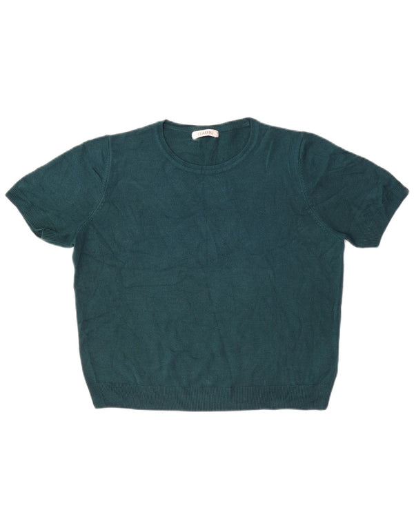 Marks & Spencer Γυναικείο T-Shirt Top UK 14 Large Green Acrylic