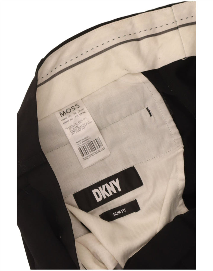 Ανδρικό παντελόνι Dkny Slim Fit Suit W36 L33 Μαύρο μάλλινο