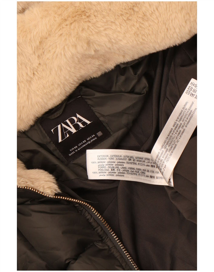 Zara Γυναικείο μπουφάν με κουκούλα UK 6 XS Grey Polyester