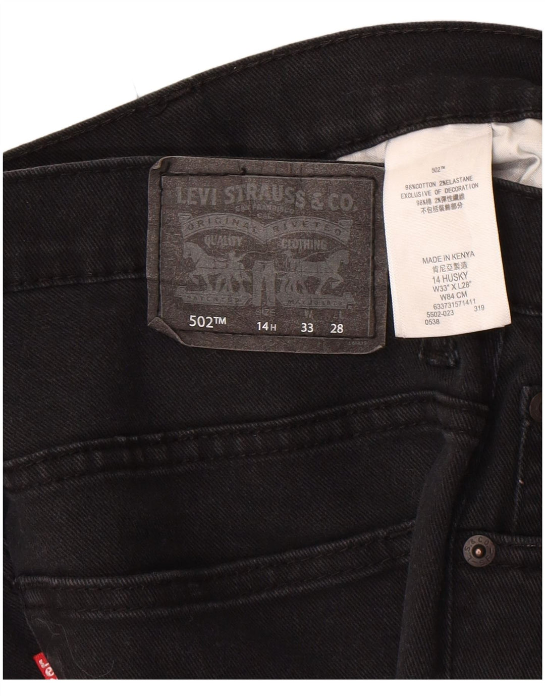Levi's Boys 502 Regular Tapered Jeans 13-14 ετών W33 L28 Μαύρο βαμβακερό