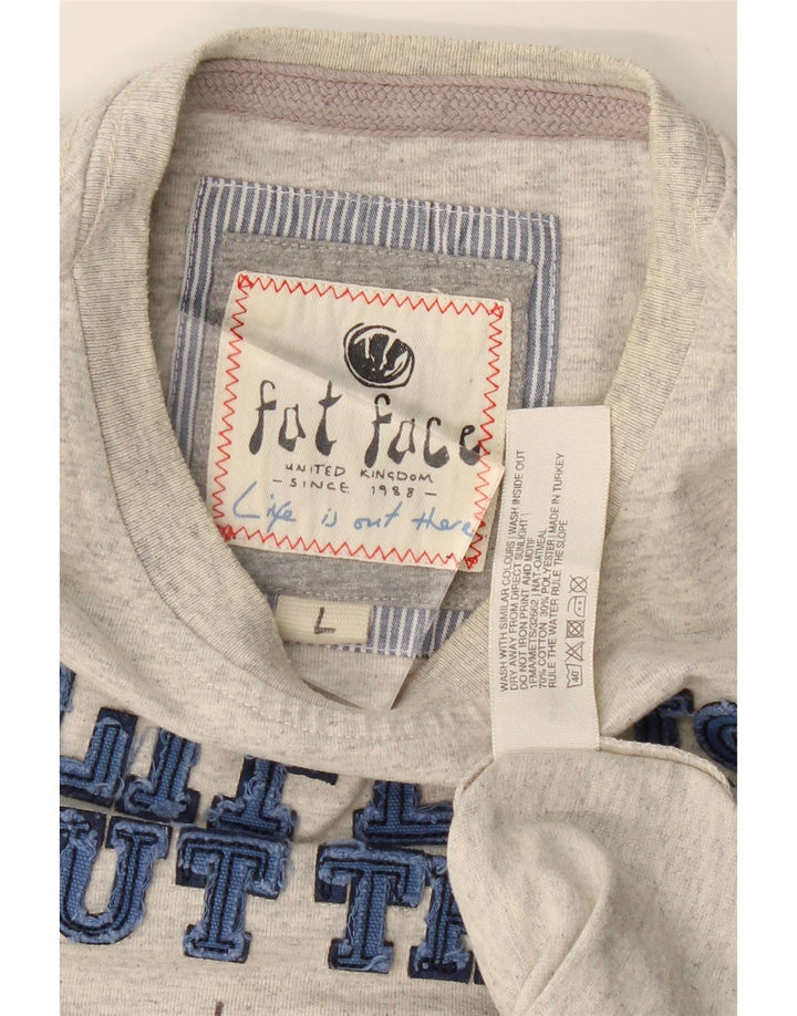 FAT FACE Ανδρικό γραφικό T-Shirt Top Large Grey Flecked βαμβακερό