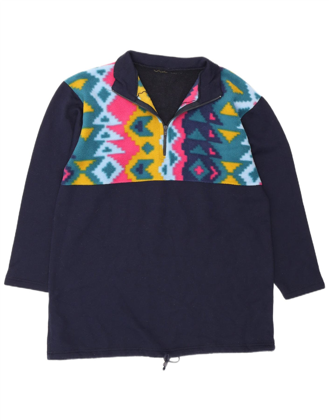 Vintage ανδρική φόρμα πουλόβερ με φερμουάρ Top Large Navy Blue Geometric