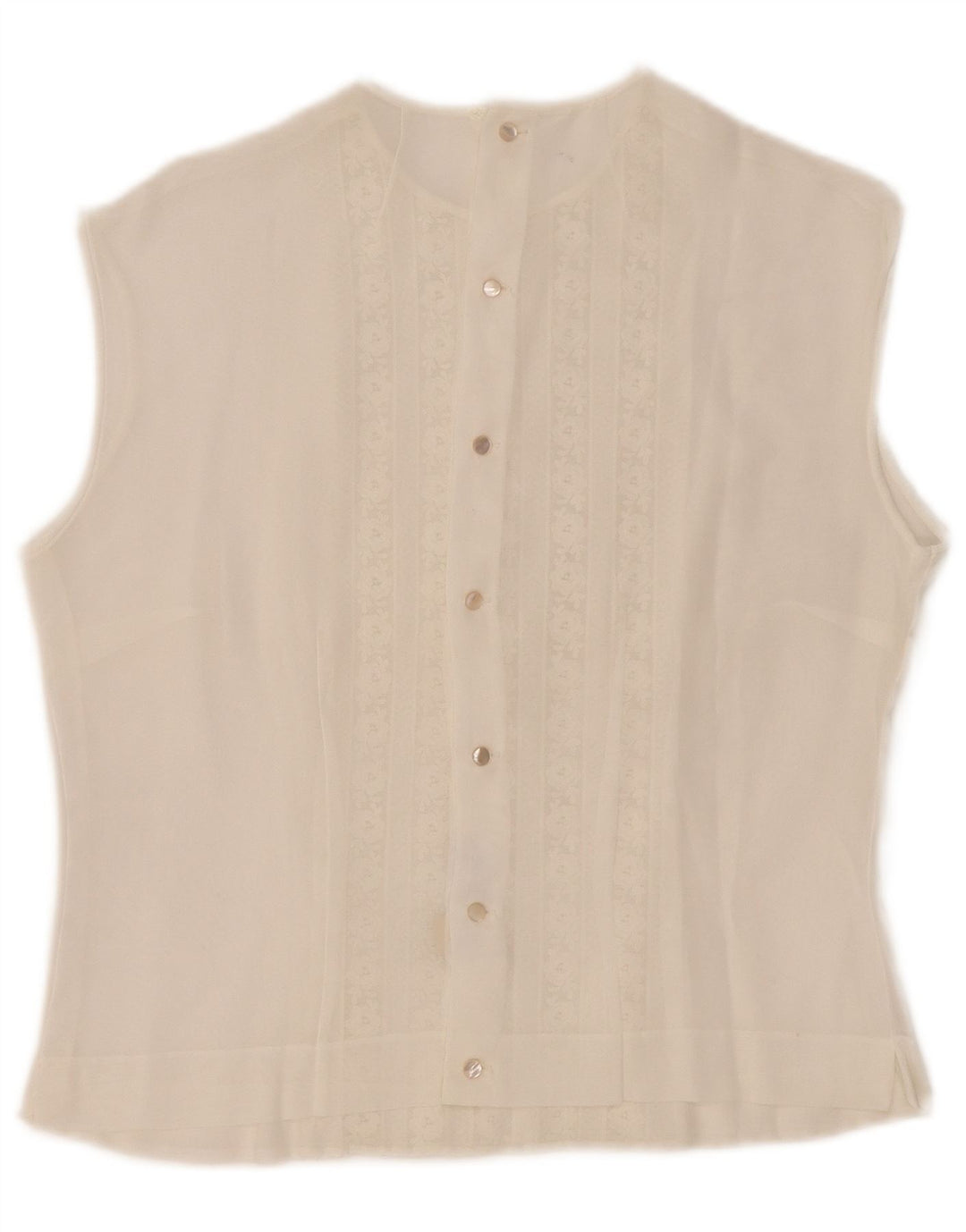 Vintage Γυναικείο Αμάνικο See Through Μπλούζα Top IT 44 Medium White