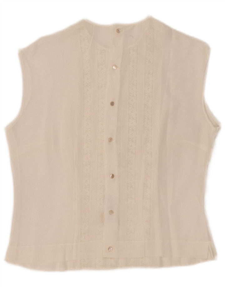 Vintage Γυναικείο Αμάνικο See Through Μπλούζα Top IT 44 Medium White