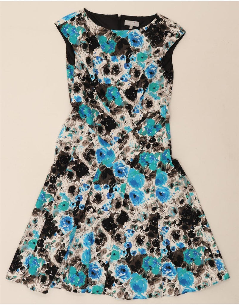 PER UNA Womens Sleeveless A-Line Dress UK 12 Medium Blue Floral Vintage Per Una and Second-Hand Per Una from Messina Hembry 