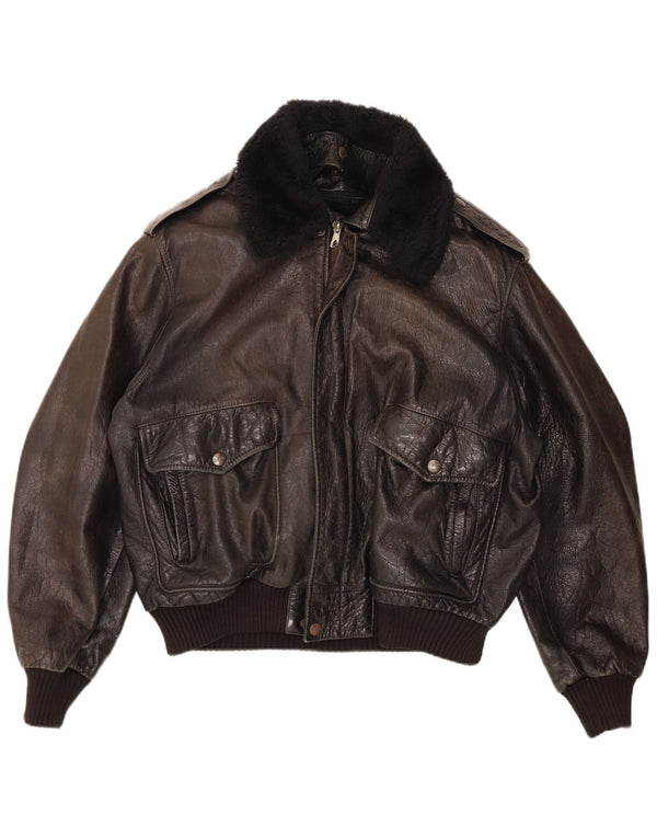 Vintage Ανδρικό Military Bomber Δερμάτινο μπουφάν UK 42 XL Μαύρο