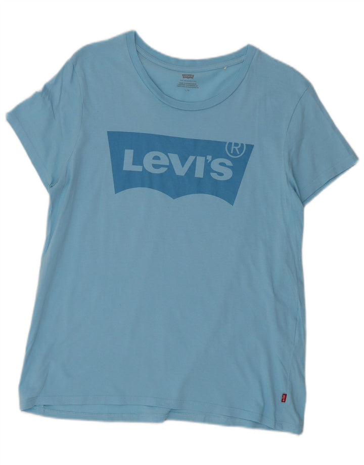 Γυναικείο T-Shirt LEVI'S Top UK 14 Large Blue