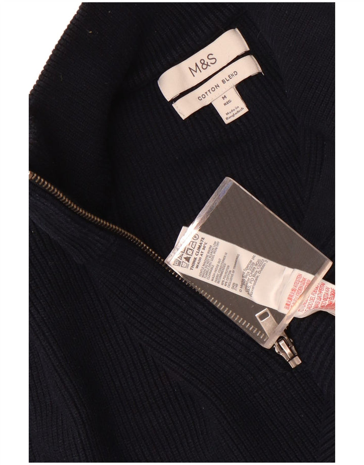 Marks & Spencer Γυναικείο πουλόβερ με φερμουάρ UK 14 Medium Navy Blue