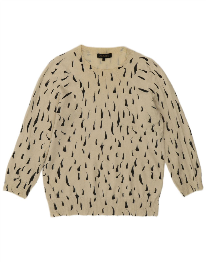 Jaeger γυναικείο πουλόβερ με λαιμόκοψη UK 8 μικρό βαμβάκι με στίγματα