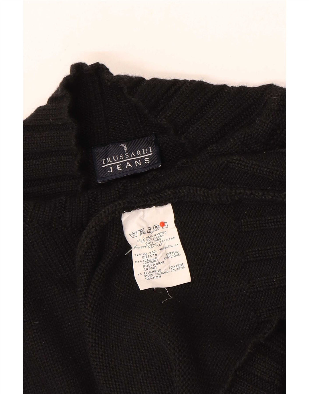 Trussardi Jeans Ανδρικό πουλόβερ με λαιμό χελώνα, μεγάλο μαύρο μάλλινο