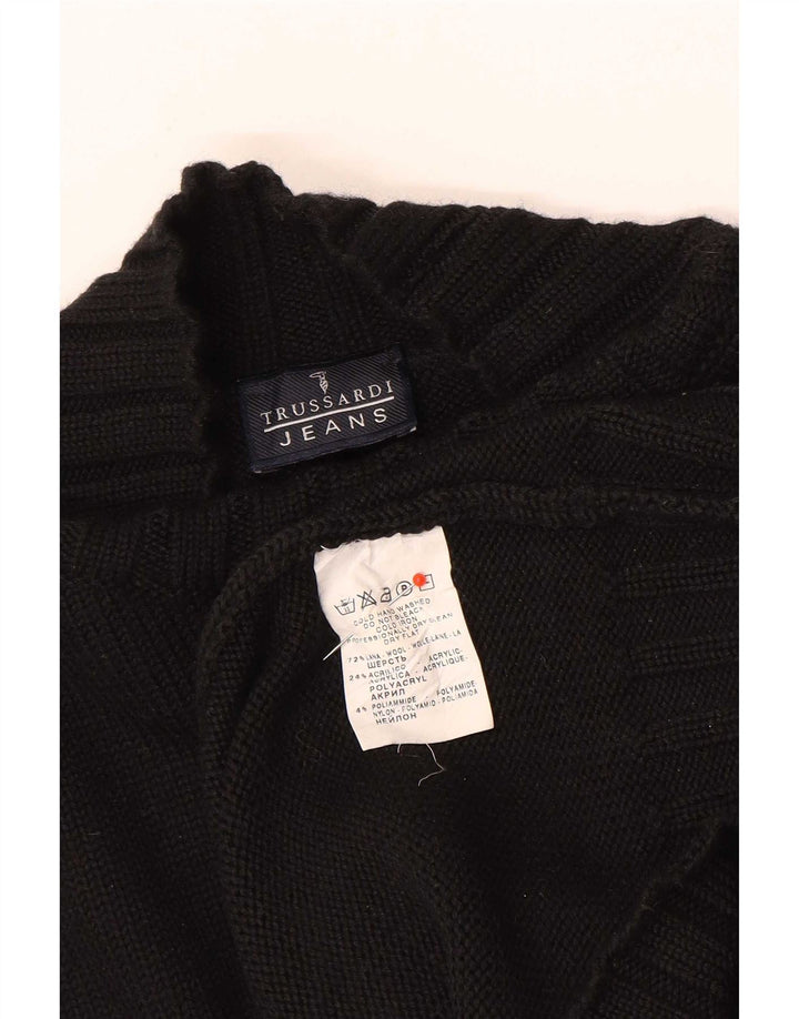 Trussardi Jeans Ανδρικό πουλόβερ με λαιμό χελώνα, μεγάλο μαύρο μάλλινο