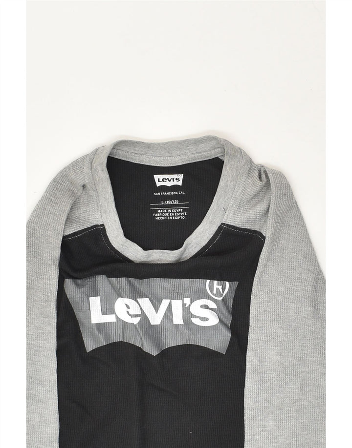 LEVI'S Boys Graphic Top Long Sleeve 10-11 Years Large  Black Colourblock | Vintage Levi's | Thrift | Second-Hand Levi's | Used Clothing | Messina Hembry 