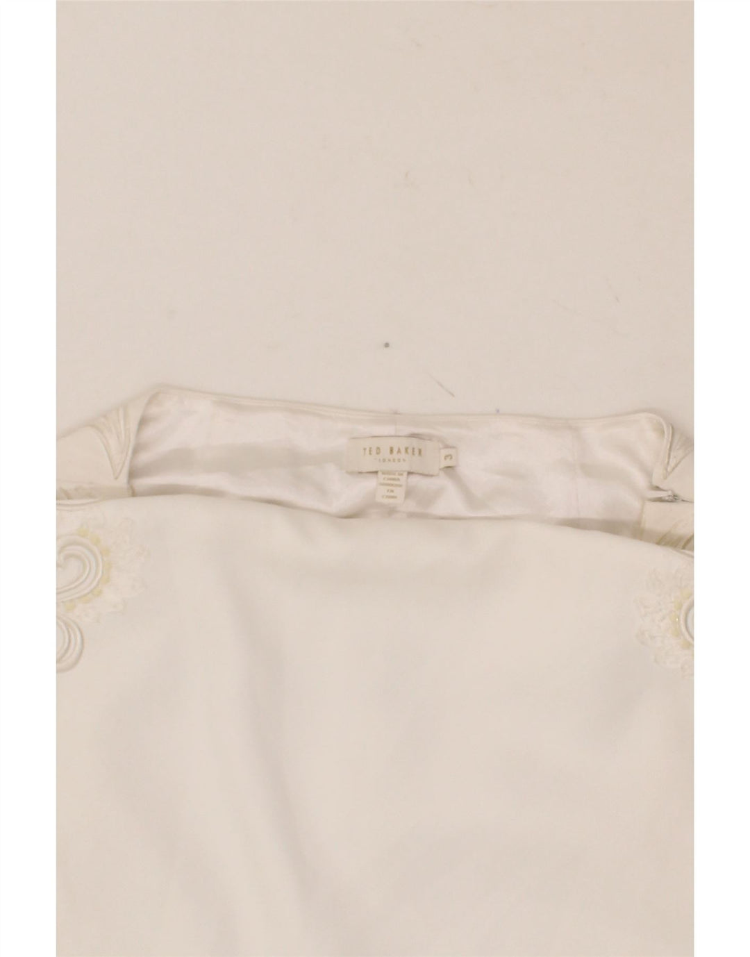 TED BAKER Womens Pencil Skirt Size 3 Medium W30 White Paisley Polyester Vintage Ted Baker and Second-Hand Ted Baker from Messina Hembry 